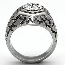 Load image into Gallery viewer, TK960 - High polished (no plating) Stainless Steel Ring with Top Grade Crystal  in Clear