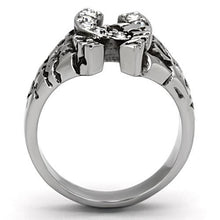 Load image into Gallery viewer, TK961 - High polished (no plating) Stainless Steel Ring with Top Grade Crystal  in Clear