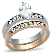 Load image into Gallery viewer, TK965 - Two-Tone IP Rose Gold Stainless Steel Ring with AAA Grade CZ  in Clear