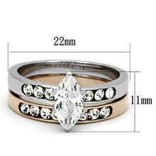 Load image into Gallery viewer, TK965 - Two-Tone IP Rose Gold Stainless Steel Ring with AAA Grade CZ  in Clear