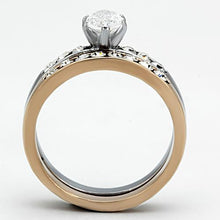 Load image into Gallery viewer, TK965 - Two-Tone IP Rose Gold Stainless Steel Ring with AAA Grade CZ  in Clear