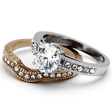 Load image into Gallery viewer, TK966 - Two-Tone IP Rose Gold Stainless Steel Ring with AAA Grade CZ  in Clear