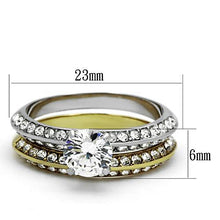 Load image into Gallery viewer, TK967 - Two-Tone IP Gold (Ion Plating) Stainless Steel Ring with AAA Grade CZ  in Clear