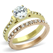 Load image into Gallery viewer, TK968 - IP Gold &amp; IP Rose Gold (Ion Plating) Stainless Steel Ring with AAA Grade CZ  in Clear