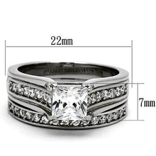 Load image into Gallery viewer, TK969 - High polished (no plating) Stainless Steel Ring with AAA Grade CZ  in Clear