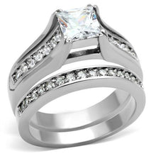 Load image into Gallery viewer, TK969 - High polished (no plating) Stainless Steel Ring with AAA Grade CZ  in Clear