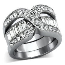 Load image into Gallery viewer, LOTK970 - High polished (no plating) Stainless Steel Ring with Top Grade Crystal  in Clear