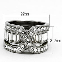 Load image into Gallery viewer, LOTK970 - High polished (no plating) Stainless Steel Ring with Top Grade Crystal  in Clear