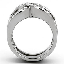 Load image into Gallery viewer, LOTK970 - High polished (no plating) Stainless Steel Ring with Top Grade Crystal  in Clear