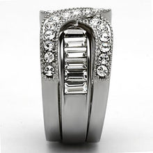 Load image into Gallery viewer, LOTK970 - High polished (no plating) Stainless Steel Ring with Top Grade Crystal  in Clear