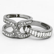 Load image into Gallery viewer, LOTK970 - High polished (no plating) Stainless Steel Ring with Top Grade Crystal  in Clear