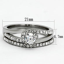 Load image into Gallery viewer, TK971 - High polished (no plating) Stainless Steel Ring with AAA Grade CZ  in Clear