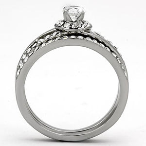 TK971 - High polished (no plating) Stainless Steel Ring with AAA Grade CZ  in Clear