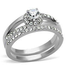 Load image into Gallery viewer, TK971 - High polished (no plating) Stainless Steel Ring with AAA Grade CZ  in Clear