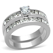 Load image into Gallery viewer, TK972 - High polished (no plating) Stainless Steel Ring with AAA Grade CZ  in Clear