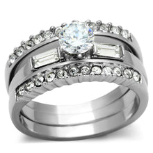 Load image into Gallery viewer, TK973 - High polished (no plating) Stainless Steel Ring with AAA Grade CZ  in Clear