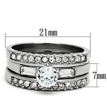 Load image into Gallery viewer, TK973 - High polished (no plating) Stainless Steel Ring with AAA Grade CZ  in Clear