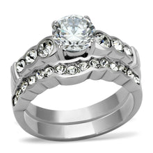 Load image into Gallery viewer, TK974 - High polished (no plating) Stainless Steel Ring with AAA Grade CZ  in Clear