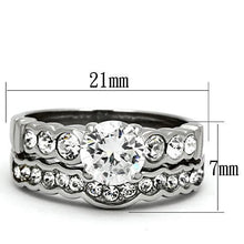 Load image into Gallery viewer, TK974 - High polished (no plating) Stainless Steel Ring with AAA Grade CZ  in Clear