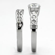 Load image into Gallery viewer, TK974 - High polished (no plating) Stainless Steel Ring with AAA Grade CZ  in Clear