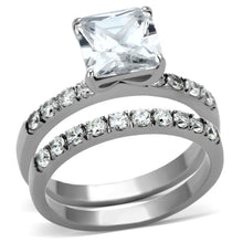 Load image into Gallery viewer, TK975 - High polished (no plating) Stainless Steel Ring with AAA Grade CZ  in Clear