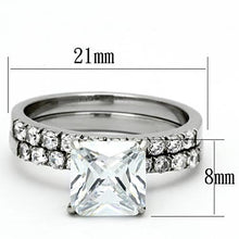 Load image into Gallery viewer, TK975 - High polished (no plating) Stainless Steel Ring with AAA Grade CZ  in Clear