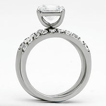 Load image into Gallery viewer, TK975 - High polished (no plating) Stainless Steel Ring with AAA Grade CZ  in Clear