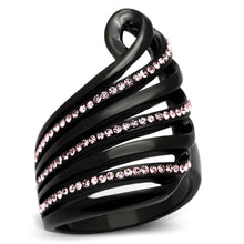 Load image into Gallery viewer, TK977 - IP Black(Ion Plating) Stainless Steel Ring with Top Grade Crystal  in Light Rose