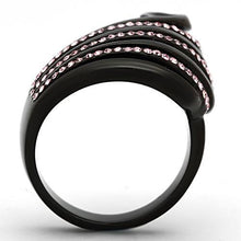 Load image into Gallery viewer, TK977 - IP Black(Ion Plating) Stainless Steel Ring with Top Grade Crystal  in Light Rose