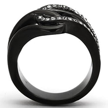 Load image into Gallery viewer, TK978 - IP Black(Ion Plating) Stainless Steel Ring with Top Grade Crystal  in Black Diamond