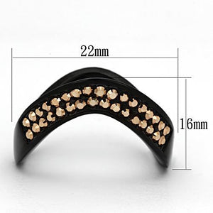 TK982 - IP Black(Ion Plating) Stainless Steel Ring with Top Grade Crystal  in Metallic Light Gold