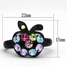 Load image into Gallery viewer, TK984 - IP Black(Ion Plating) Stainless Steel Ring with Top Grade Crystal  in Multi Color