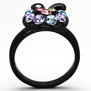 TK984 - IP Black(Ion Plating) Stainless Steel Ring with Top Grade Crystal  in Multi Color