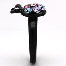 Load image into Gallery viewer, TK984 - IP Black(Ion Plating) Stainless Steel Ring with Top Grade Crystal  in Multi Color