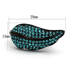 Load image into Gallery viewer, TK985 - IP Black(Ion Plating) Stainless Steel Ring with Top Grade Crystal  in Blue Zircon