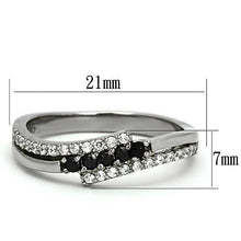 Load image into Gallery viewer, TK996 - High polished (no plating) Stainless Steel Ring with AAA Grade CZ  in Black Diamond