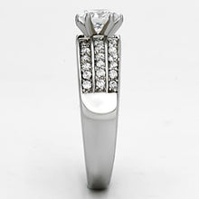 Load image into Gallery viewer, TK997 - High polished (no plating) Stainless Steel Ring with AAA Grade CZ  in Clear