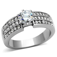 Load image into Gallery viewer, TK997 - High polished (no plating) Stainless Steel Ring with AAA Grade CZ  in Clear