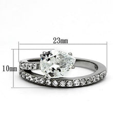 Load image into Gallery viewer, TK998 - High polished (no plating) Stainless Steel Ring with AAA Grade CZ  in Clear