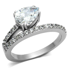 Load image into Gallery viewer, TK998 - High polished (no plating) Stainless Steel Ring with AAA Grade CZ  in Clear