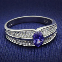 Load image into Gallery viewer, TS025 - Rhodium 925 Sterling Silver Ring with AAA Grade CZ  in Tanzanite