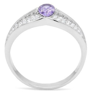 TS025 - Rhodium 925 Sterling Silver Ring with AAA Grade CZ  in Tanzanite