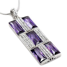 Load image into Gallery viewer, TS026 - Rhodium 925 Sterling Silver Chain Pendant with AAA Grade CZ  in Amethyst