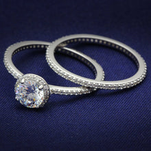 Load image into Gallery viewer, TS028 - Rhodium 925 Sterling Silver Ring with AAA Grade CZ  in Clear