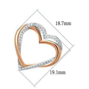 TS037 - Rose Gold + Rhodium 925 Sterling Silver Necklace with AAA Grade CZ  in Clear