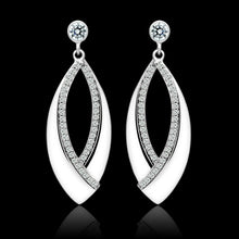 Load image into Gallery viewer, TS054 - Rhodium 925 Sterling Silver Earrings with AAA Grade CZ  in Clear