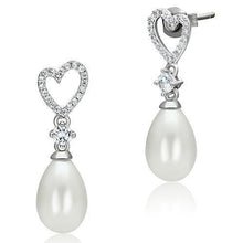 Load image into Gallery viewer, TS064 - Rhodium 925 Sterling Silver Earrings with Synthetic Pearl in White