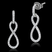 Load image into Gallery viewer, TS067 - Rhodium 925 Sterling Silver Earrings with AAA Grade CZ  in Clear