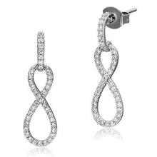 Load image into Gallery viewer, TS067 - Rhodium 925 Sterling Silver Earrings with AAA Grade CZ  in Clear