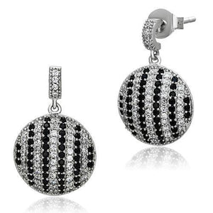 TS069 - Rhodium 925 Sterling Silver Earrings with AAA Grade CZ  in Jet